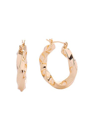 14K Twisted Hoop Pincatch Earrings