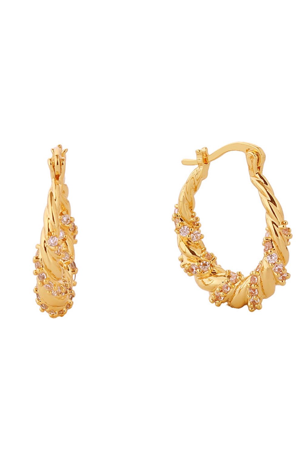14K Twisted Rope Pincatch Earrings