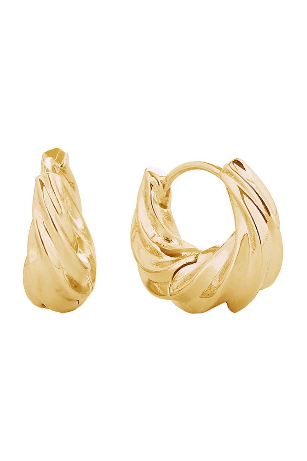 14K Twisted Wave Hoop Earrings