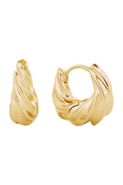 14K Twisted Wave Hoop Earrings