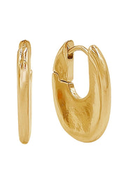 14K U Shaped Huggie Hoop Earrings