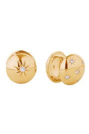 14K Victorian Star Huggie Earrings