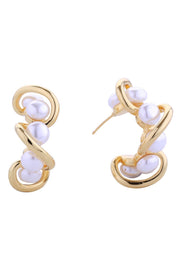 14K Wavy Cluster Pearl Post Earrings