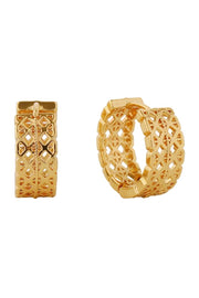 14K Woven Cut Huggie Earrings