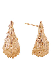 14K Wrinkled Teardrop Post Earrings