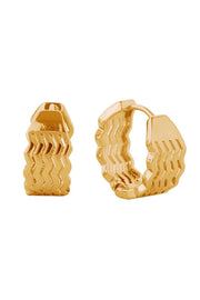 14K Zigzag Huggie Hoop Earrings