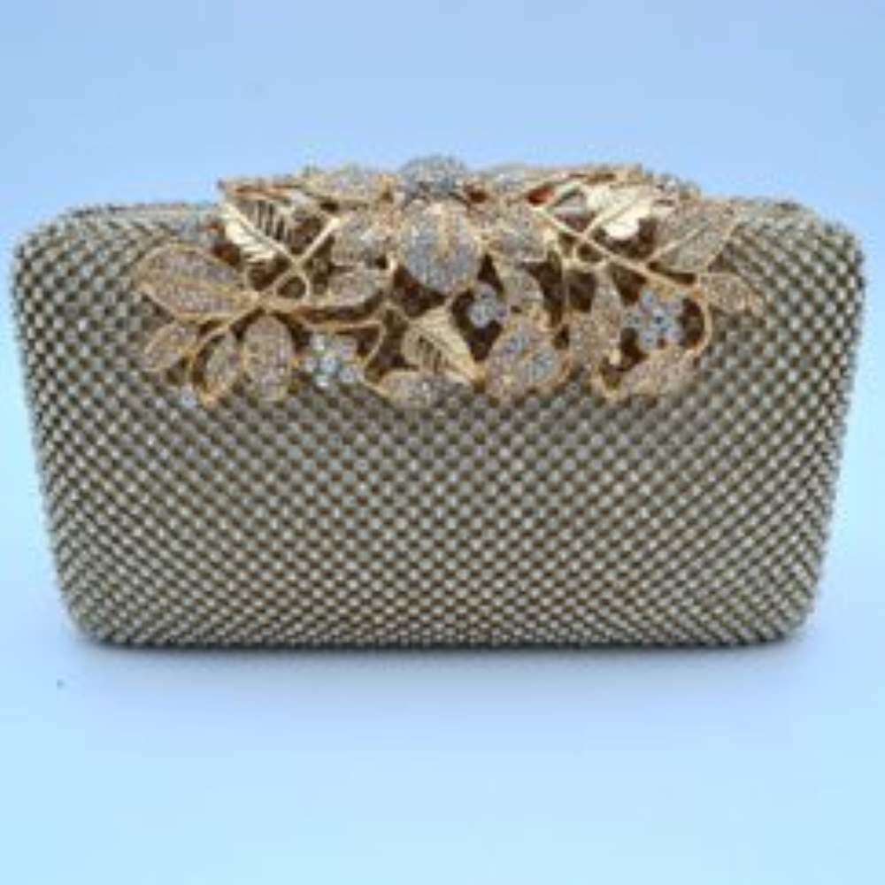 Studded Evening Clutch with Ornate Leaf Clasp Detail