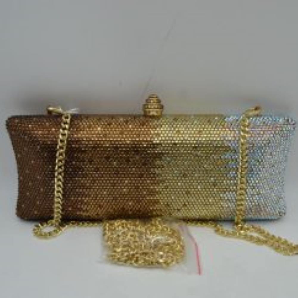 Elongated Evening Clutch Bag with Slender Chain Strap