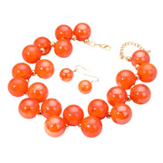 Chunky Iridescent Ball Beaded Necklace