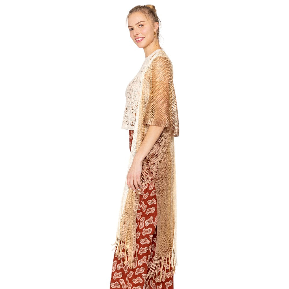 Two Tone Lurex Kimono Poncho