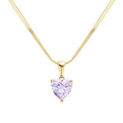 18K Gold Dipped Stainless Steel CZ Heart Pendant Necklace