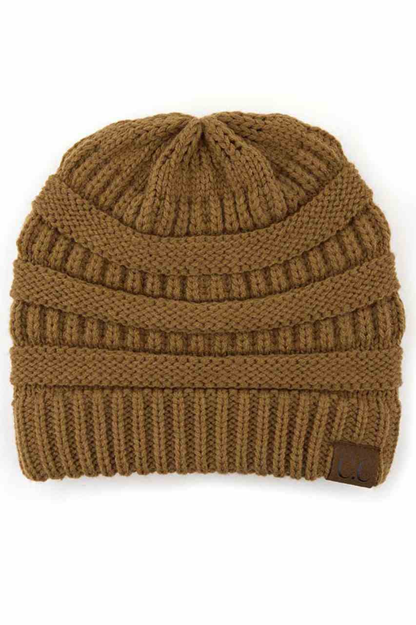 C.C Women's Ribbed Knit Solid Color Beanie