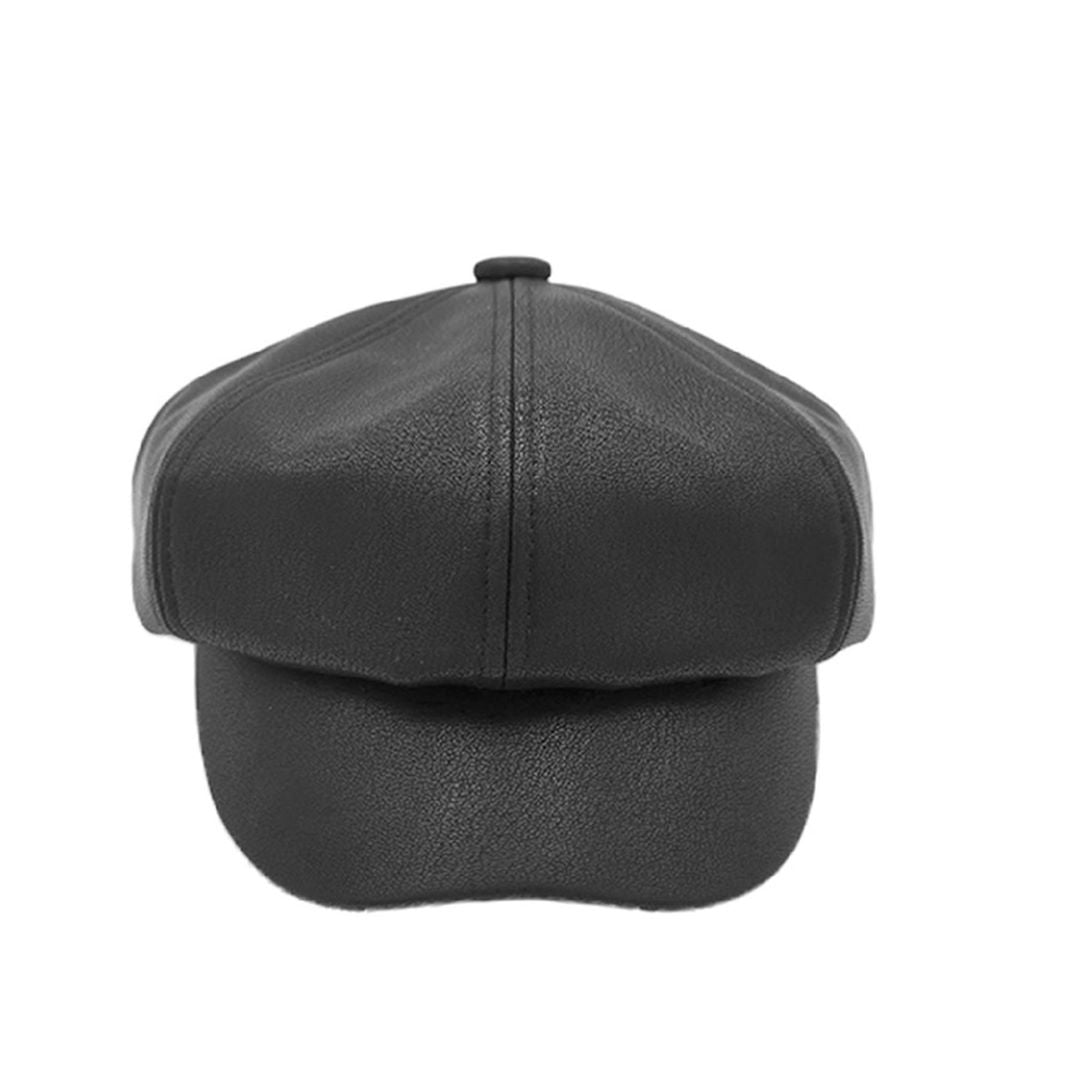 C.C Solid Faux Leather Newsboy Cap