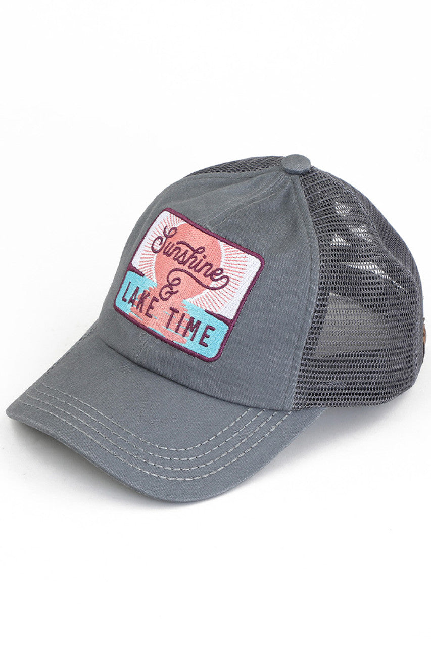 C.C Women's Sunshine & Lake Time Patch Ponytail Cap