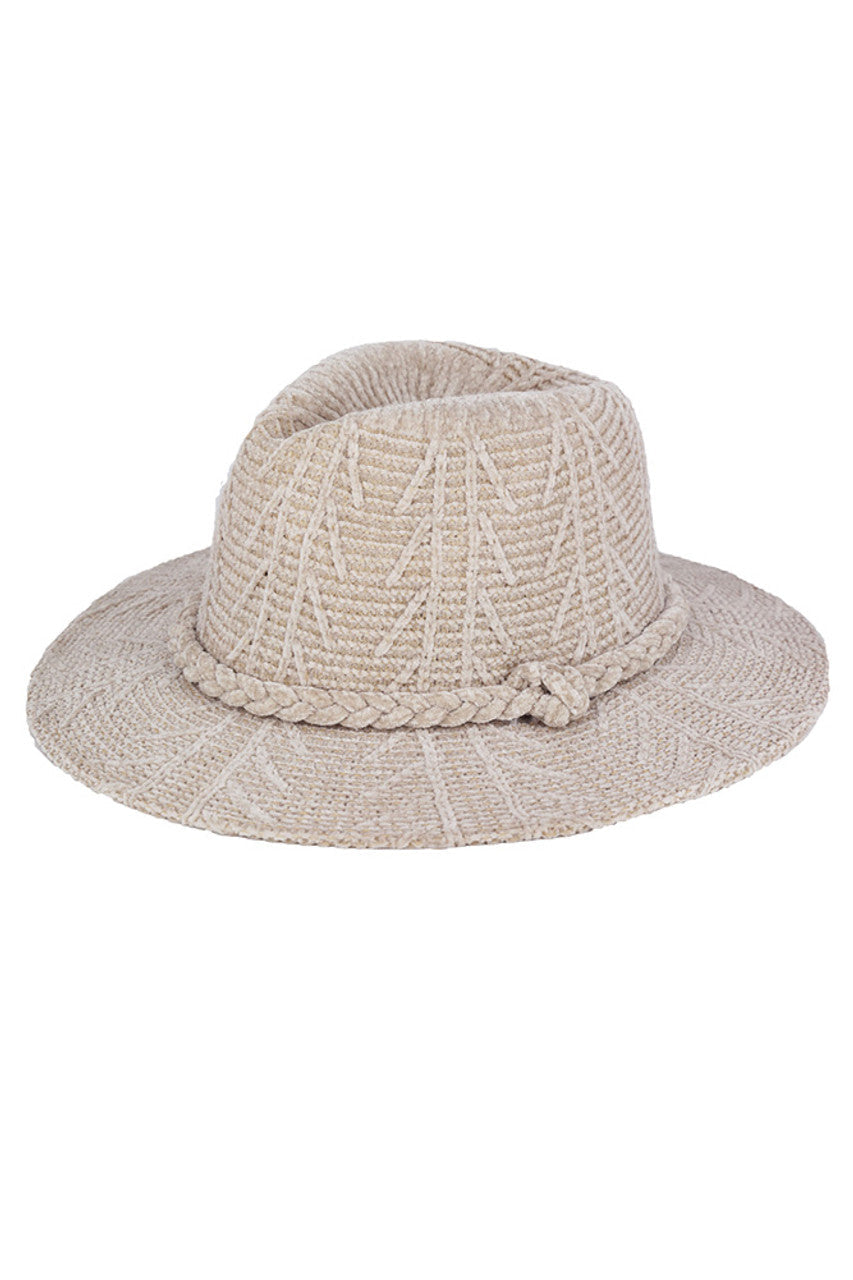 Chenille Pattern and Braided Band Winter Fedora