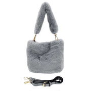 Fashionable Solid Faux Fur Tote Crossbody Bag