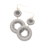 Raffia Wrapped Faceted Bead Embellished Dangle Earrings