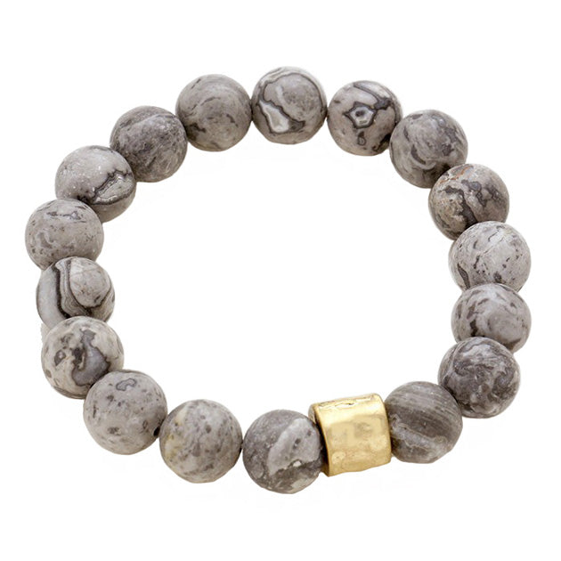 Semi precious stone beaded stretch bracelet