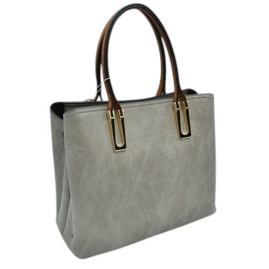 Solid Faux Leather Tote Bag Shoulder Bag