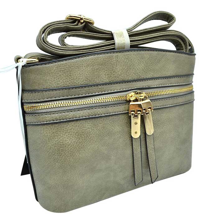 Zipper Detail Women's Crossbody Soft Faux Leather Bag