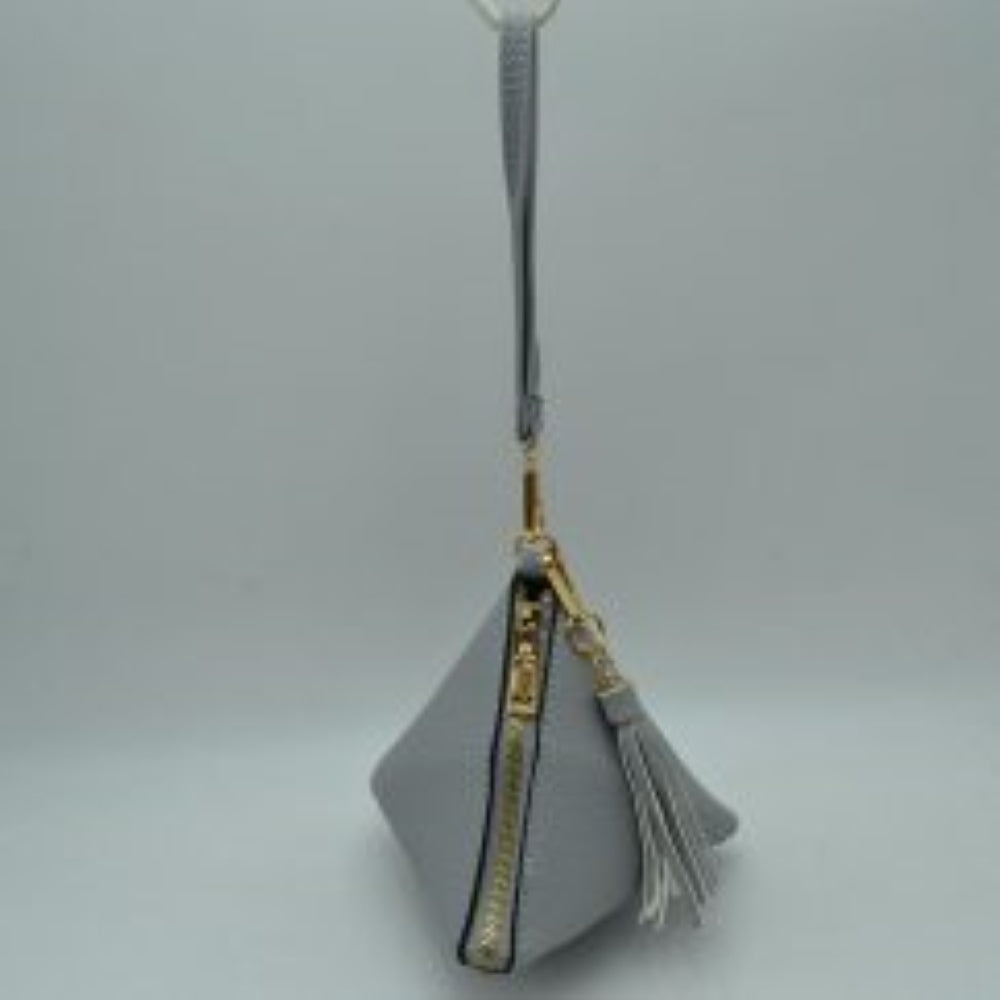 Pyramid Wristlet Clutch Bag with Tassel Accent