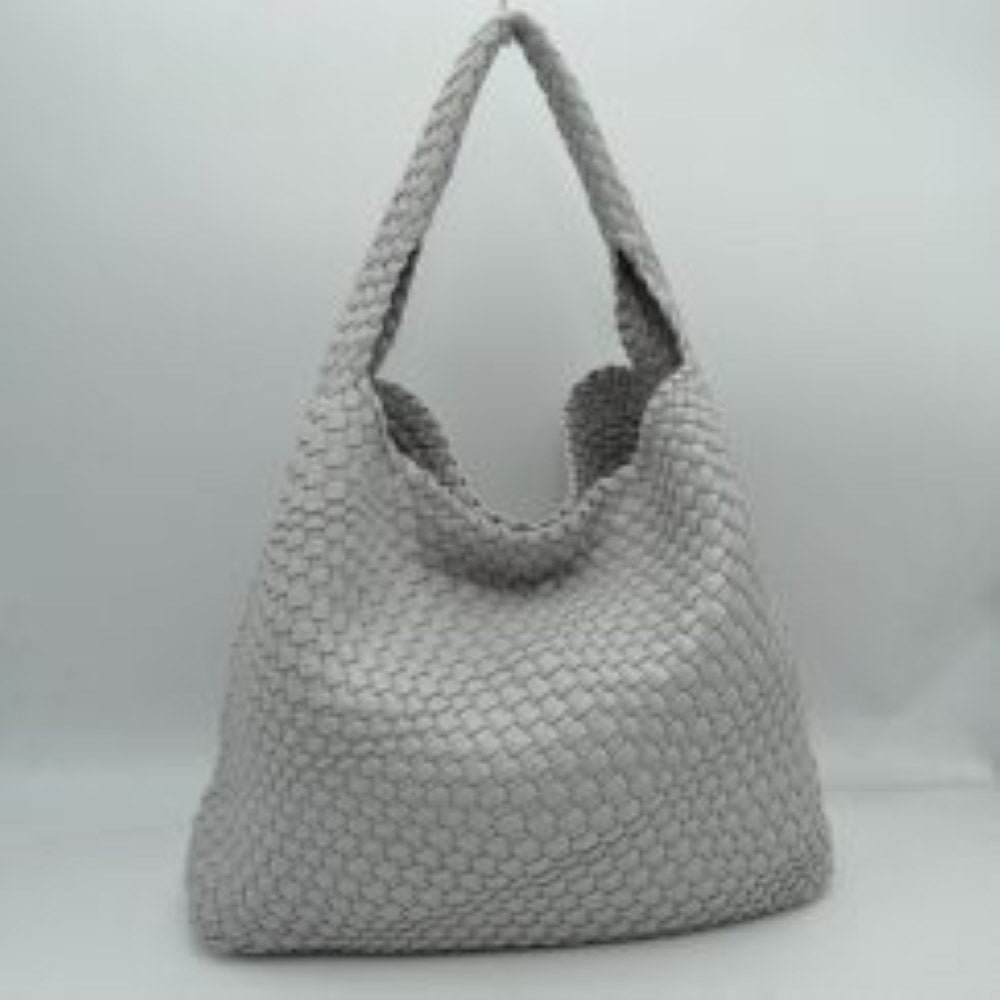 Woven Slouchy Shoulder Bag with Matching Zipper Pouch Set