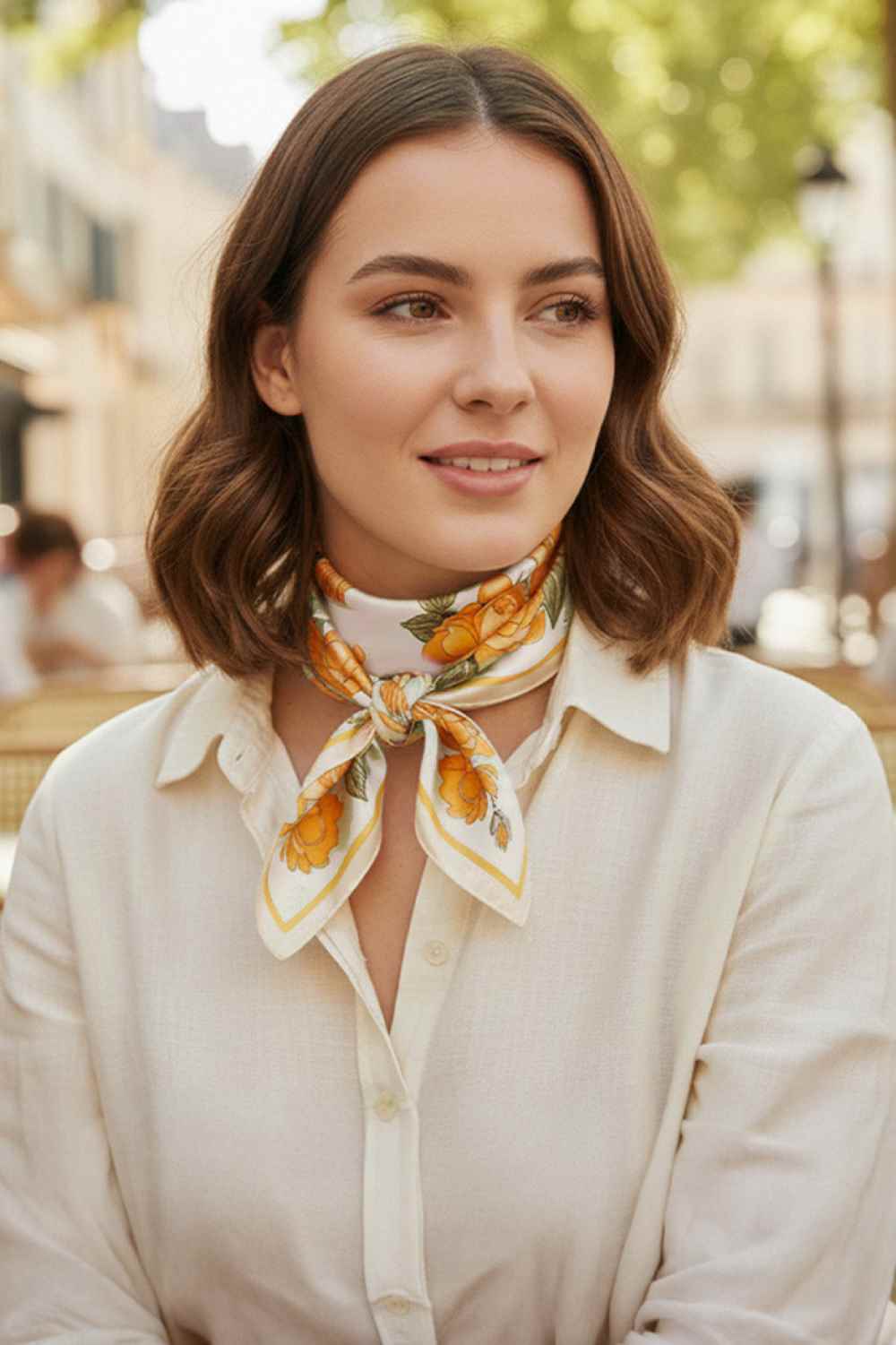 Elegant Rose Floral Print Bandana Scarf