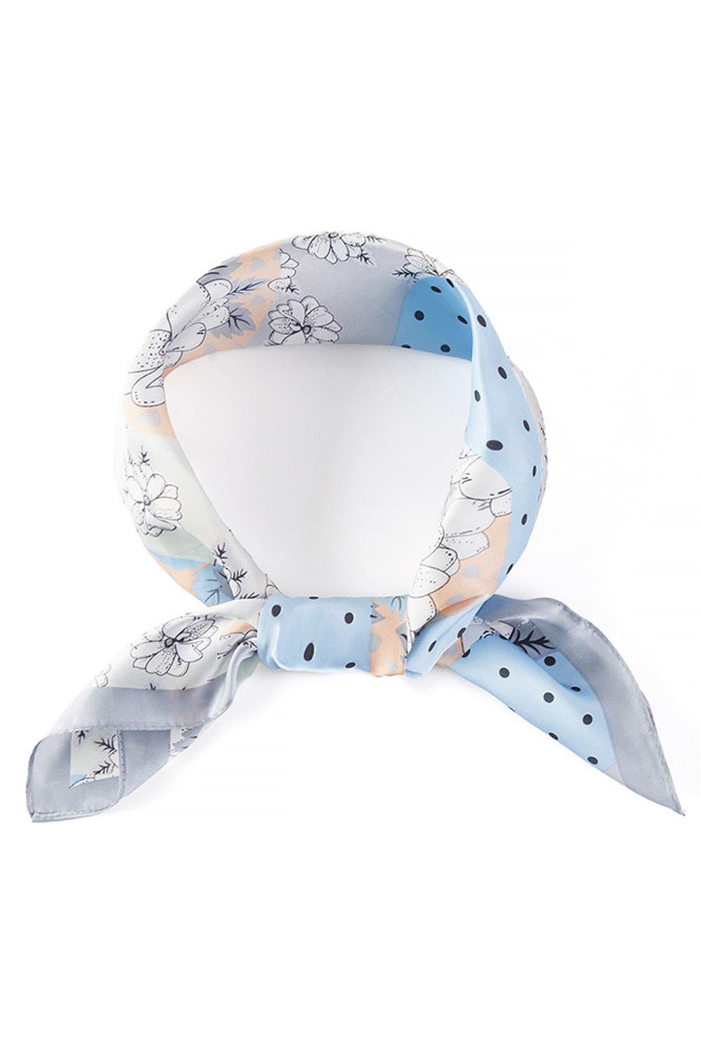 Floral with Wavy Strip Pattern Print Bandana Scarf