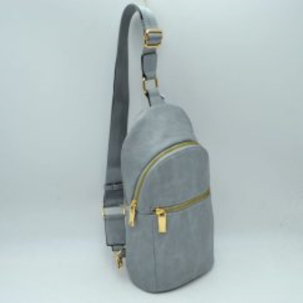 Structured Sling Bag with Contrast Zipper Detail
