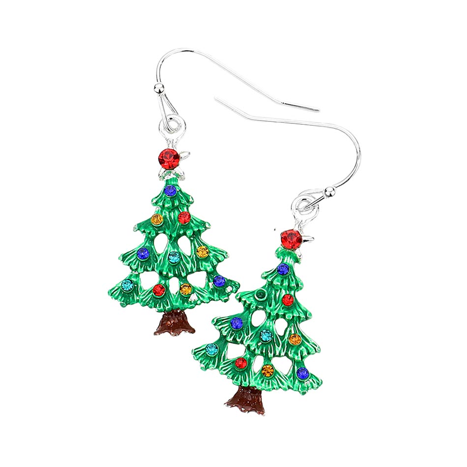 Stunning Christmas Tree Dangle Earrings