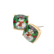 Snowman Cushion Square Stud Earring