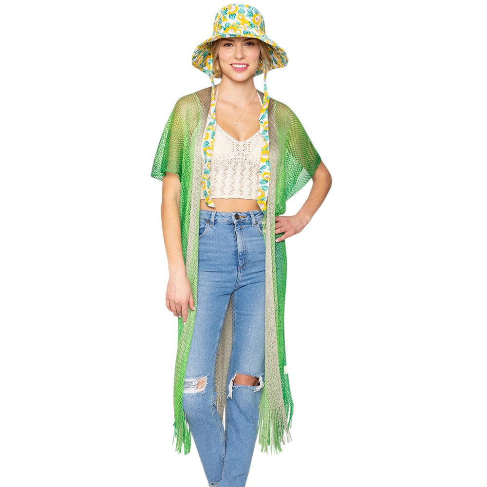 Two Tone Lurex Kimono Poncho