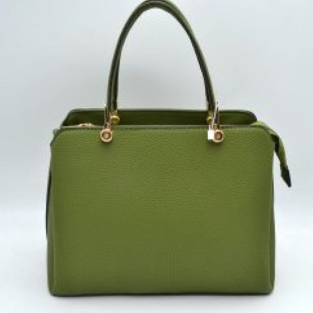 Structured Top Handle Handbag with Zipper Closures
