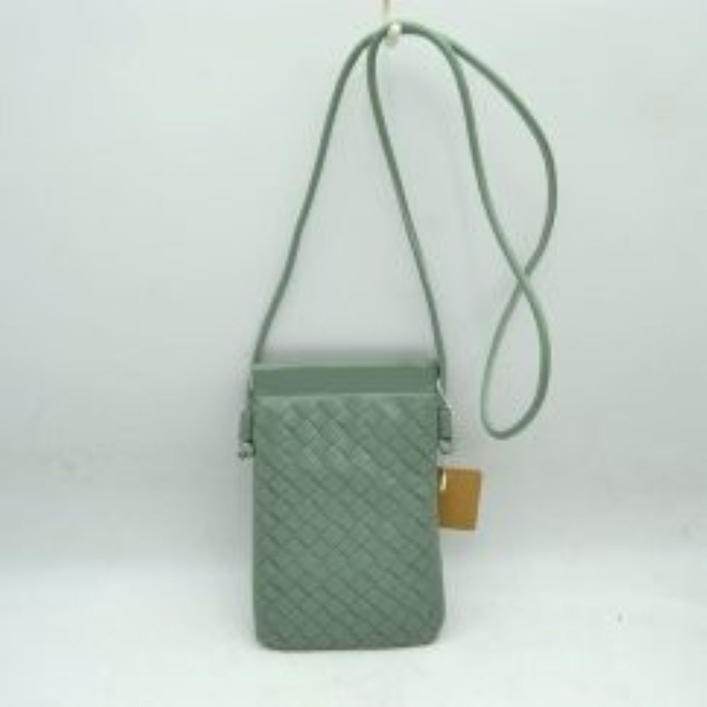 Woven Texture Vertical Phone Pouch Crossbody Bag with Cord Strap