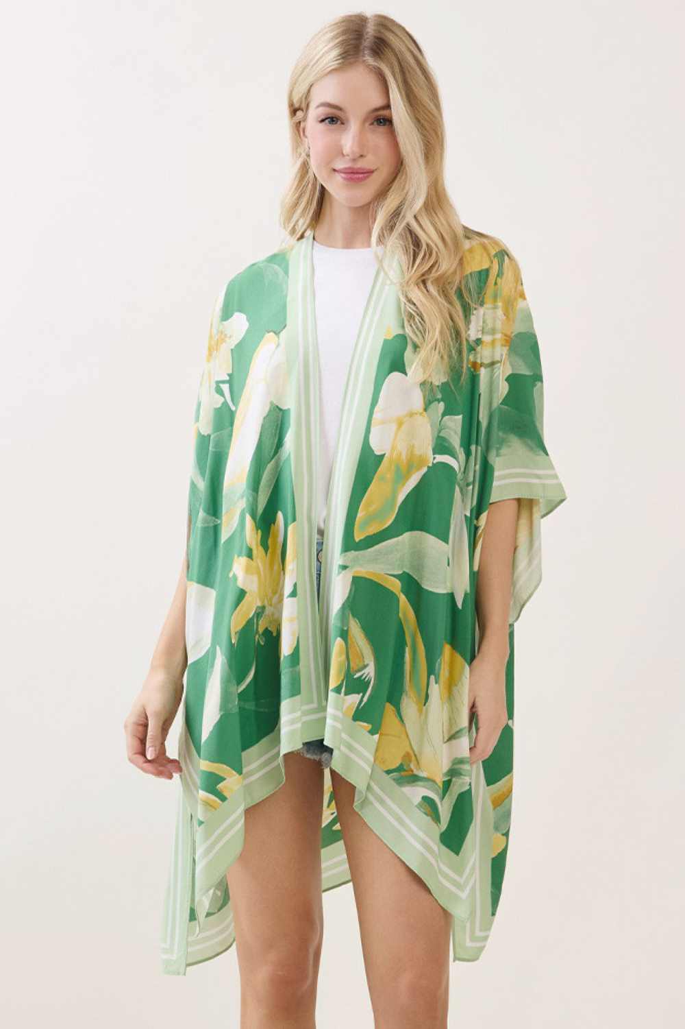Bohemian Floral Print Kimono Cover Up