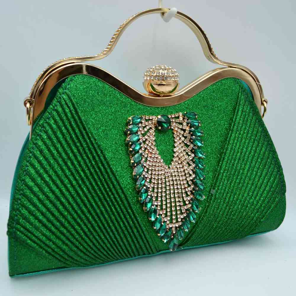 Elegant Shimmer Evening Clutch Bag with Rhinestone Embellishments
