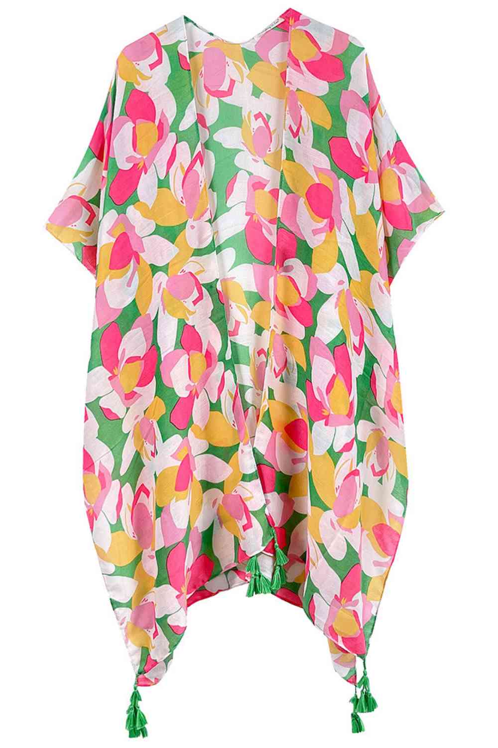 Floral Print Tassel Kimono
