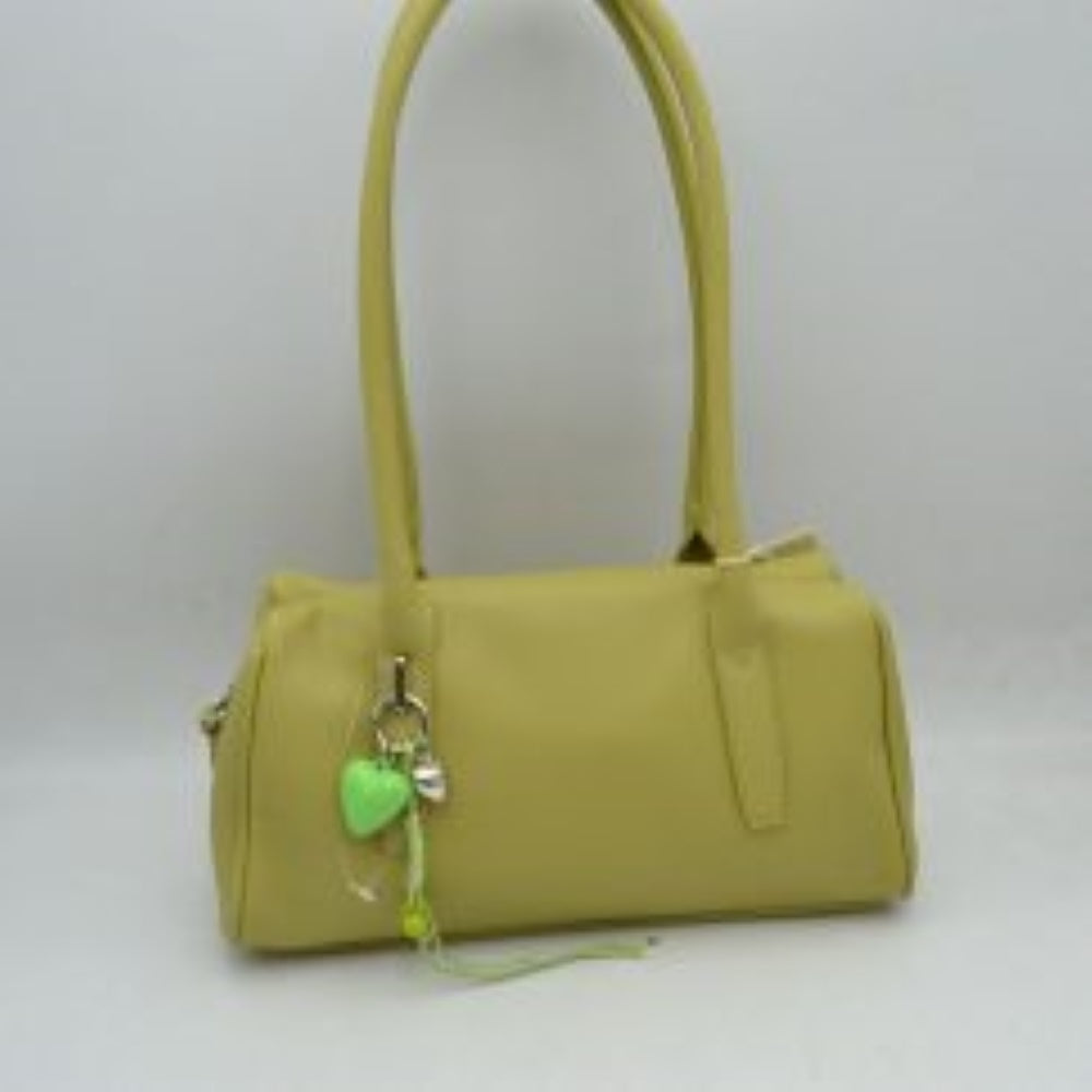 Classic Structured Shoulder Bag with Heart Charm Accent