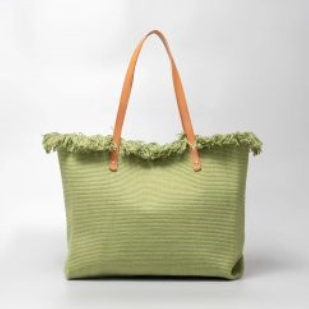 Classic Trapeze Tote Bag with Dual Handles and Ring Detail
