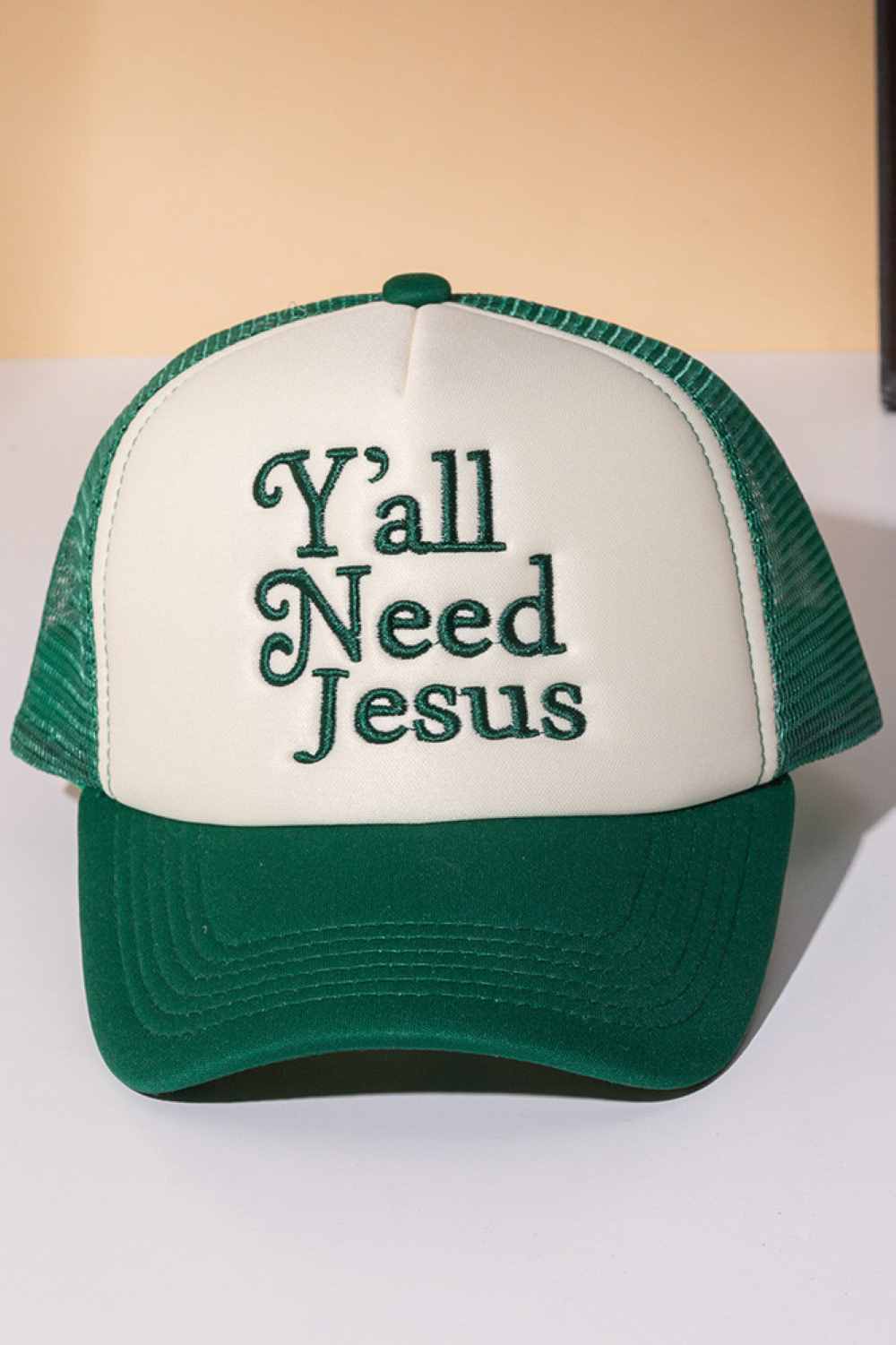 Y'ALL NEED JESUS Letter Foam with Mesh Back Trucker Cap