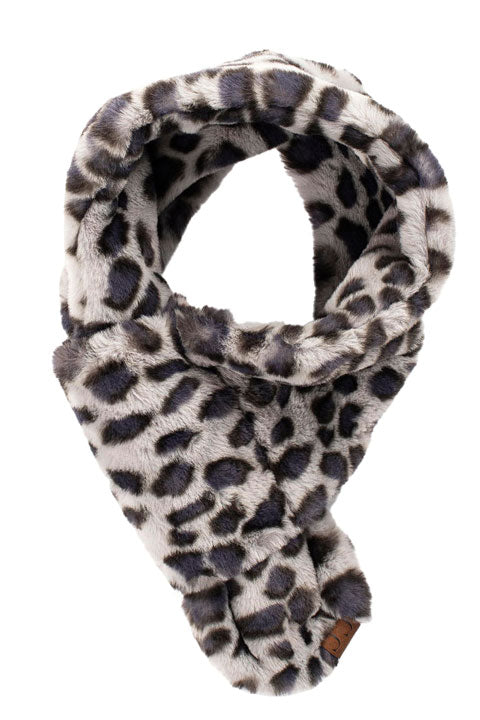 C.C Faux Fur Scarf With Leopard Pattern