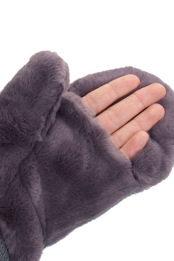 C.C Women's Faux Fur Pop Top Mittens Gloves Shepherd Lining