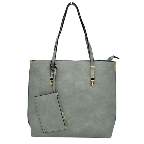 Soft Faux Leather Tote Handbag With Wallet