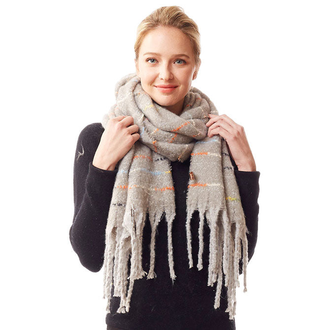 Glitz Colorful Stitch Fuzzy Oblong Scarf