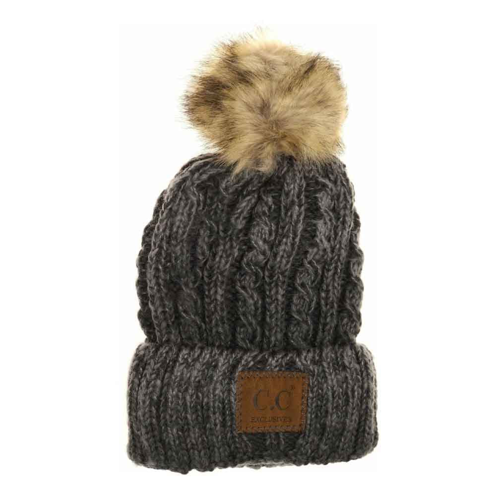 Two-Tone Ombre Vintage Faux Fur Pom C.C Beanie