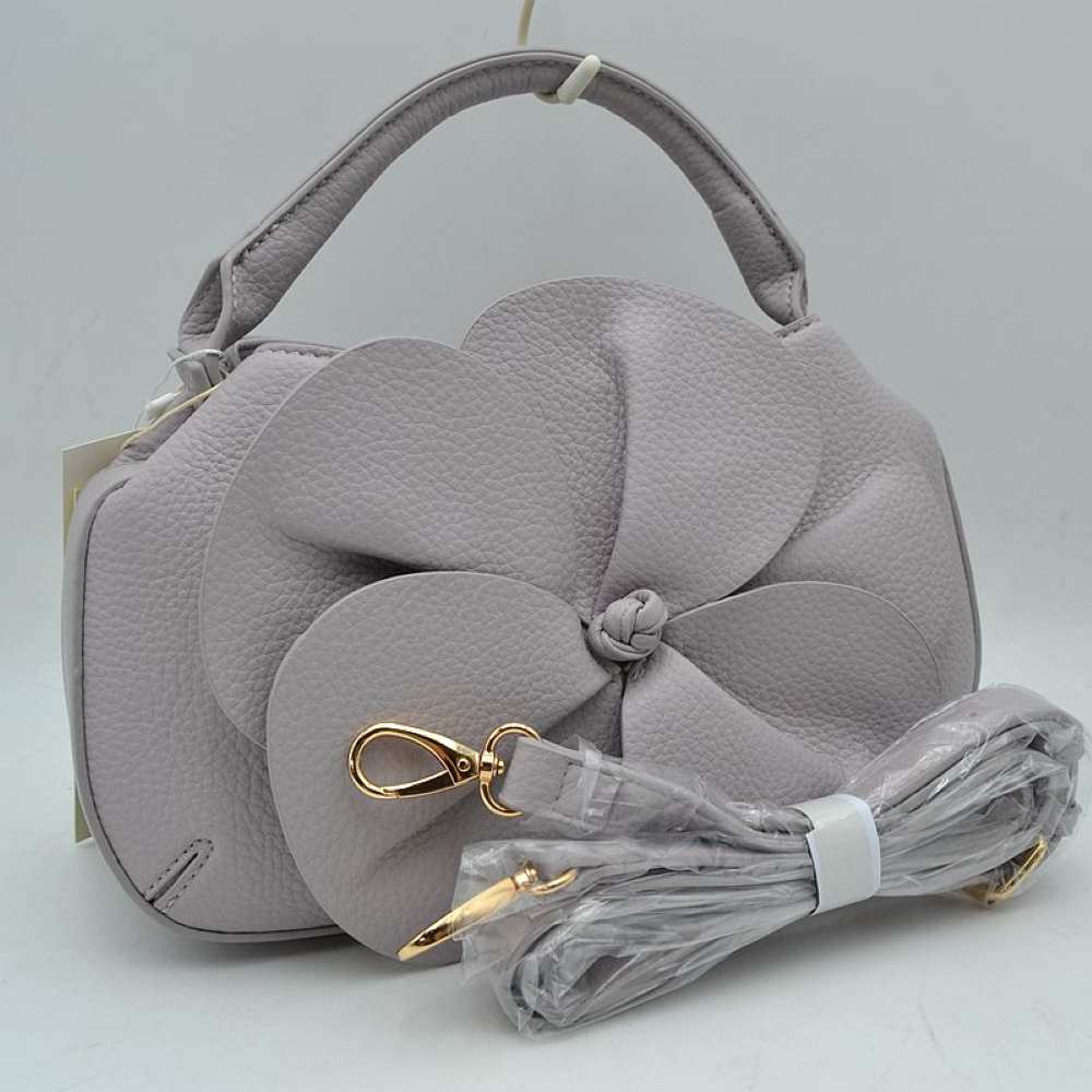 Sculptural Floral Accent Satchel – Convertible Textured Crossbody Bag