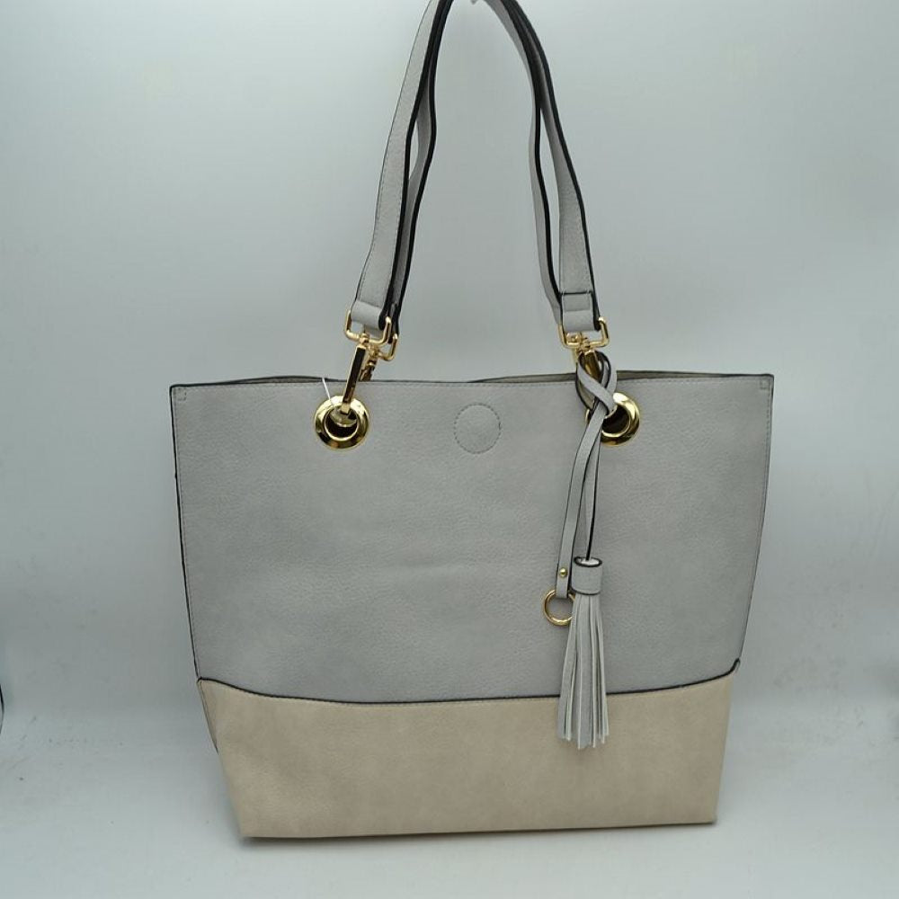 2 n1 Vegan Tote Handbag Pouch Faux Leather Tote Bag