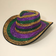 Rhinestone Studded Mardi Gras Fedora Hat