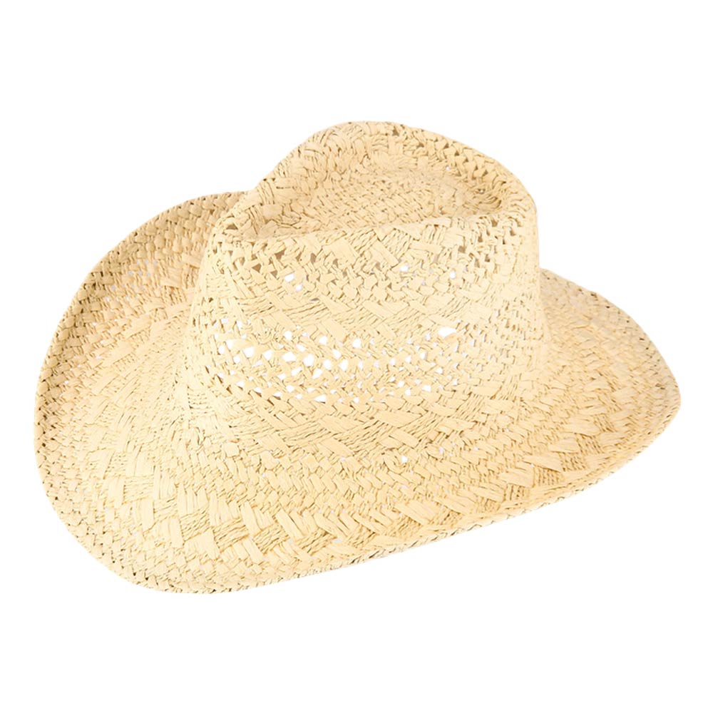 Lightweight Breathable Decorative Pattern Raffia Woven Summer Fedora Sun Hat