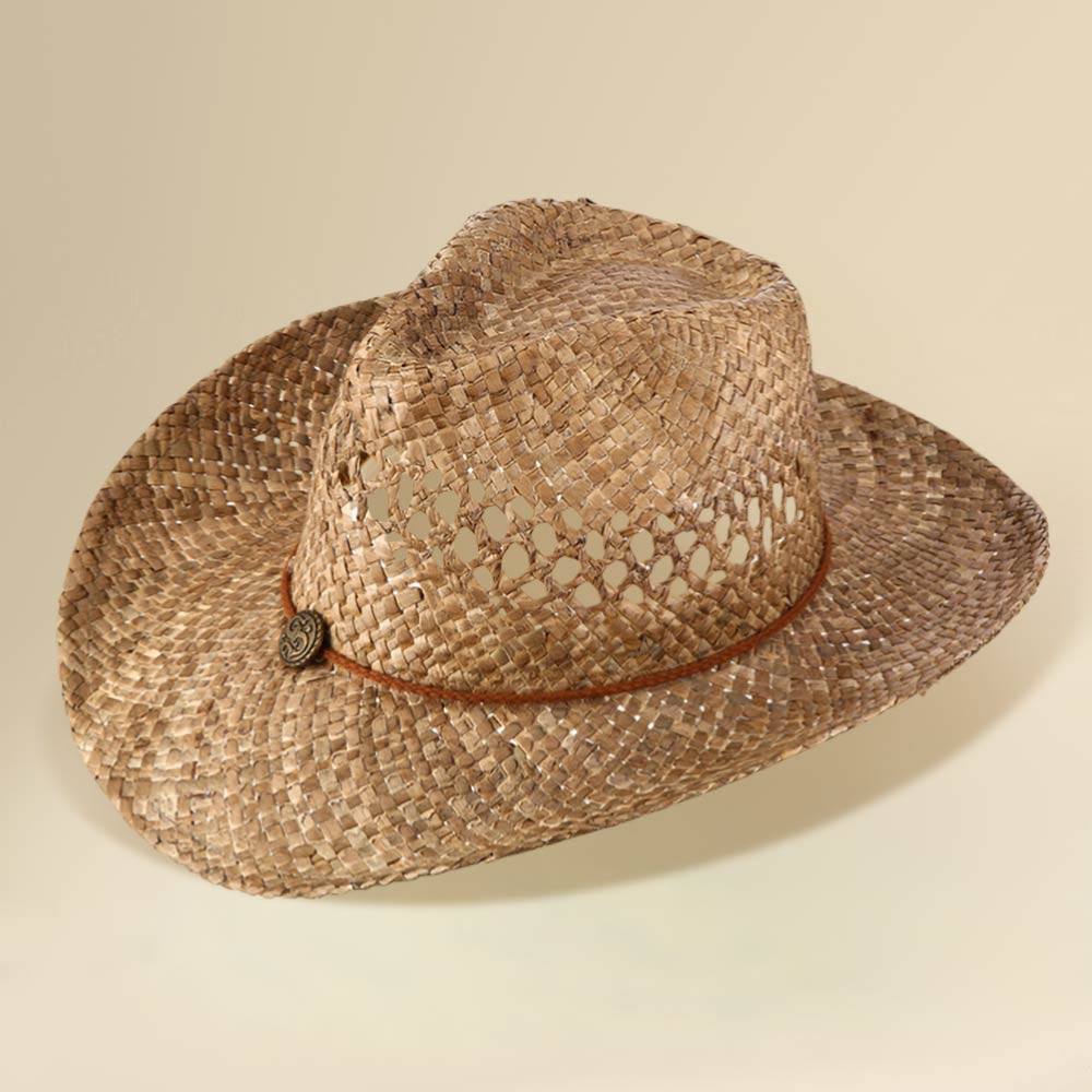 Boho Western Charm Accent Band Breathable Woven Cowboy Fedora Sun Hat